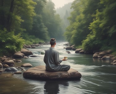 Large blue letters 'AI' stand prominently on a surface covered with a pattern of hexagonal shapes. Dark swirling lines intersect around the letters, creating a sense of motion and complexity. The background has a metallic sheen with a futuristic, digital style.