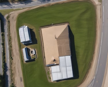 an aerial view of a building under construction