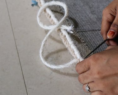 Carpet edge finishing and binding process