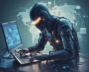 A person holding a yellow device stands next to an open telecommunications cabinet mounted on a wooden wall. The cabinet contains various networking and telecommunications equipment, including cables, routers, and a device with AT&T branding. A wall-mounted router with antennas is visible to the right.