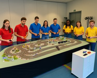 Simulación de Gran Premio de Fórmula 1 con Scalextric