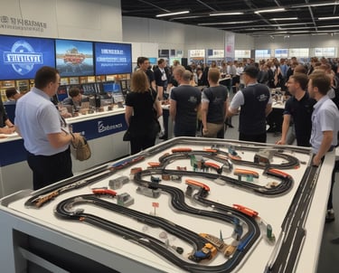 Competición de Scalextric en feria con branding personalizado