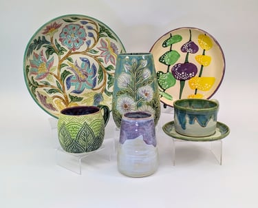 Selected pottery dispaly for the Surrey Artists Open Studios event