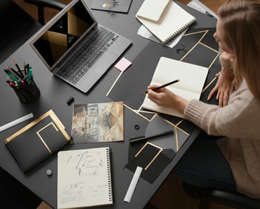 Verve Phoenix content marketing team collaborating on blog ideas and visual content creation in a stylish workspace.