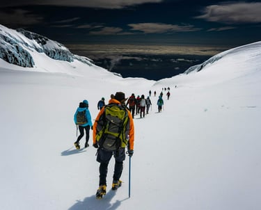 un groupe de personnes en randonnée en montagne