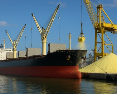 a large ship in the water with a crane in the background