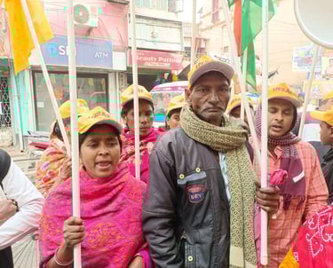 INSAF party worker engaging in grassroots social and political work, connecting with local people to