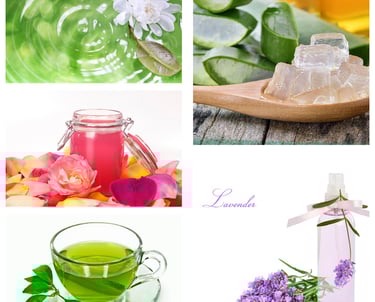Organic Flowers waters Extracted: Rose flower, green tea,lavender, Alo vera gel