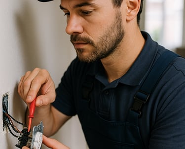 electrician in Bedworth working on socket