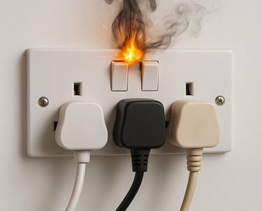 Domestic Electrician repairing the burnt sockets.