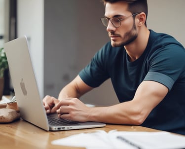 A young adult sitting on a couch, engaged in a video call.