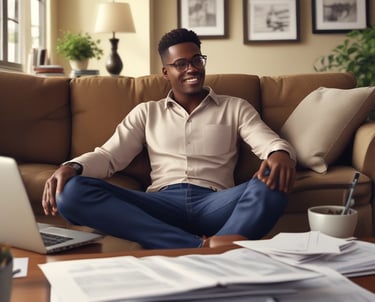 A professional assisting a client with vehicle title paperwork in an office setting.