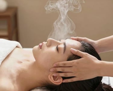 a woman getting a facial massage at a spa