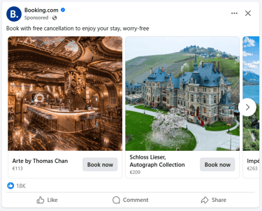 Booking retargetirani oglas primjer