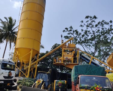 A silo with a concrete mixer