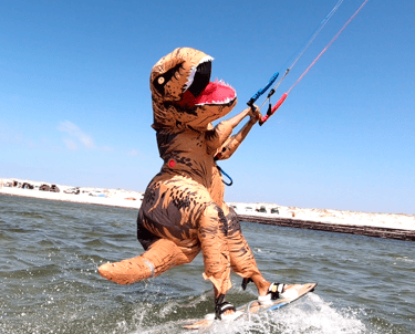 The instructor, dressed up like a Dino xD