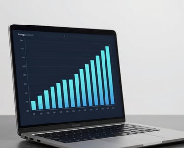 A sleek modern website layout displayed on a laptop with clean lines and clear navigation.