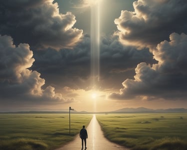 a man riding a skateboard down a street next to tall buildings