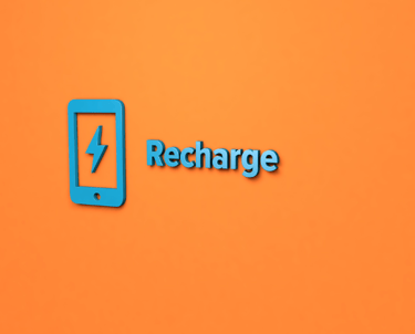 a recharge logo on a bright orange background