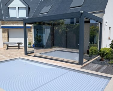 Film miroir sur pergola Quiberon