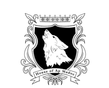 black and white line art fantasy crest