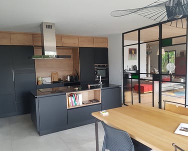 Intérieur de la maison en ossature bois : architecte La Rochelle