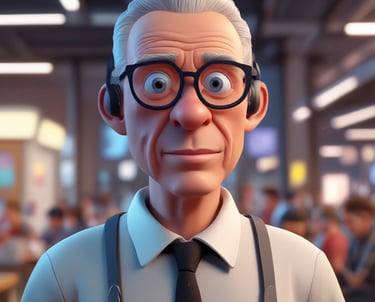 a cartoon character of Nine Planets Physicist, Nebulous Innovator