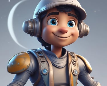 a cartoon character of Nine Planets Barista, Luna Voyager