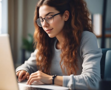 A laptop computer with a website displayed on the screen featuring the text 'Exceptional Web Application design & development'. The laptop is on a dark surface, and the website has a clean and modern design with a light background and colorful text elements.