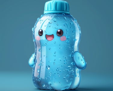 alt="Mascotte eau pétillante pour marque de boisson - CCA Studio"