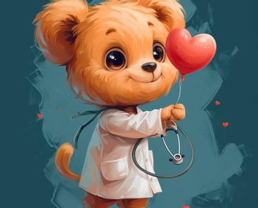 alt="Mascotte secteur santé médical - Création CCA Studio"