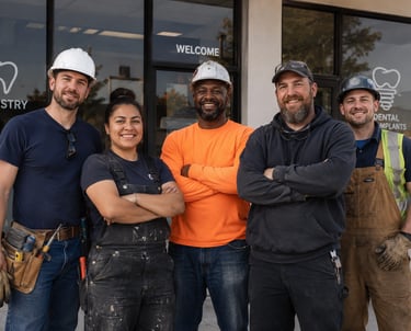 Union Members in front of office