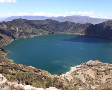 Quilotoa Lagoon with sun