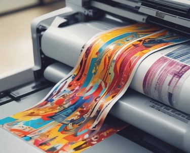 A vibrant image showcasing various printed signs and banners.