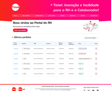 Página inicial do MVP do Portal Ticket