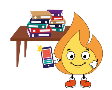 Maxima la flamme orange a un téléphone dans la main