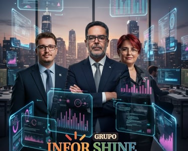 a group of business people standing in front of a cityscapeople