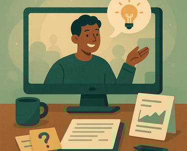 Illustration for interview prep services, mock interview, job search help, resume help