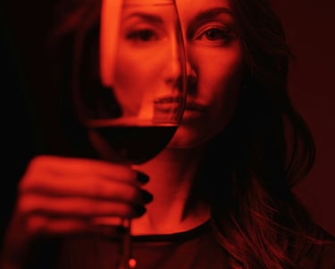 Woman with glass of wine