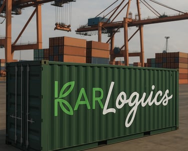 a container container with a cargo container in the background