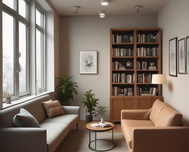 Three pieces of paper arranged vertically feature the words 'dialectical', 'behaviour', and 'therapy'. The background is a plain light gray.