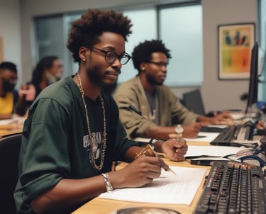 A group of smiling friends pose on some steps.