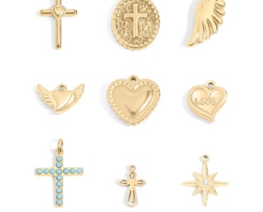 18K Gold PVD Stainless Steel Faith & Love Charm