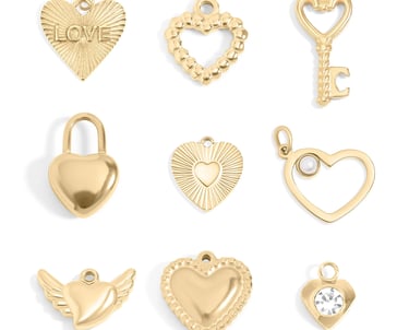 18K Gold PVD Stainless Steel Heart Charms