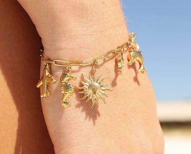 18K Gold PVD Stainless Steel Vacation Charm Set