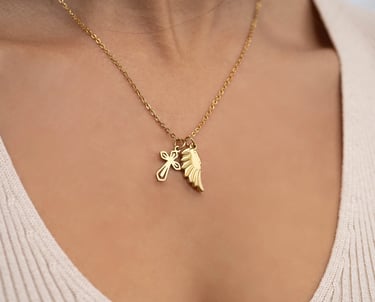 18K Gold PVD Stainless Steel Faith & Love Charm Set