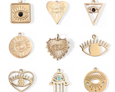 18K Gold PVD Stainless Steel Evil Eye Charms