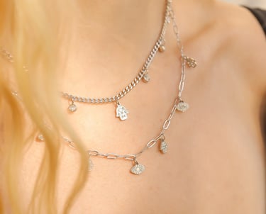 18K Gold PVD Hamsa & Evil Eye Convertible Charm Necklace