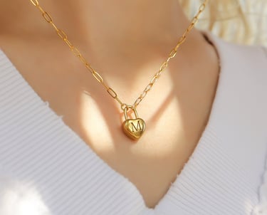 18K Gold PVD Stainless Steel Ribbon Heart Charm