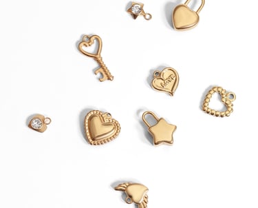 18K Gold PVD Stainless Steel Pave Charms